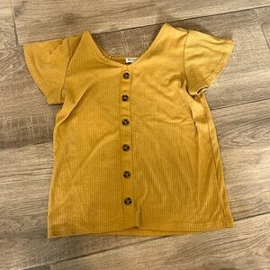 yellow button down shirt